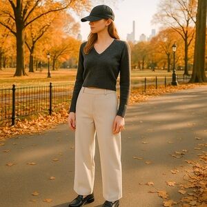 Zara Womens Gray Alpaca Wool Blend Cropped V Neck Sweater Small Quiet Luxury